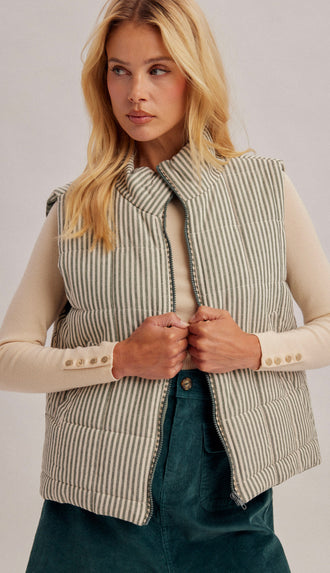 Matcha Striped Vest- Green