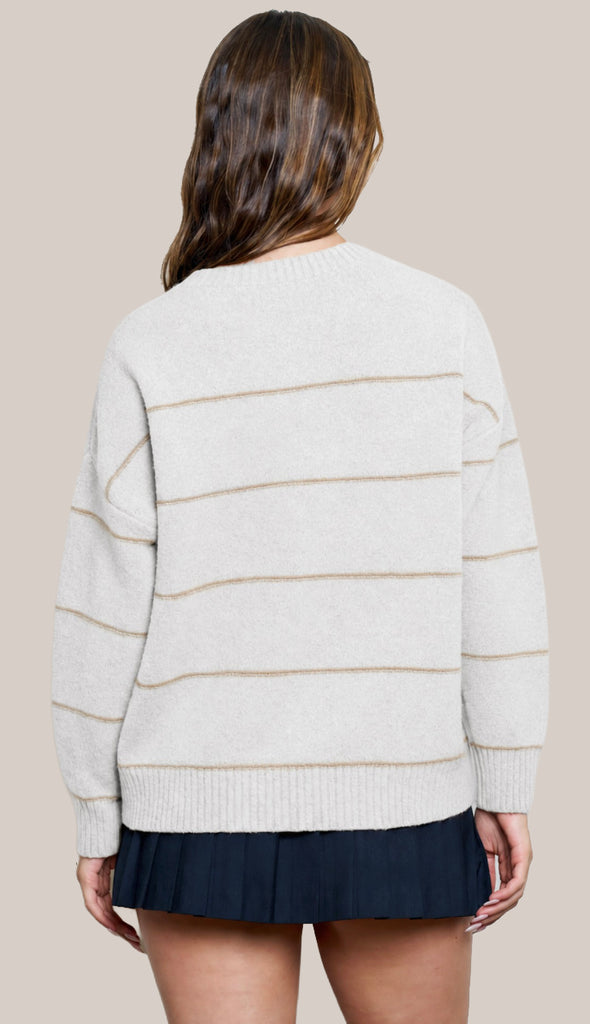 Danica Stripe Oversized Sweater- Hunter Green