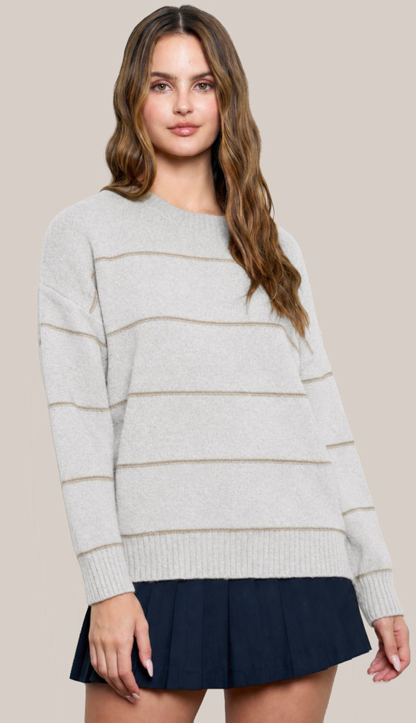 Danica Stripe Oversized Sweater- Hunter Green