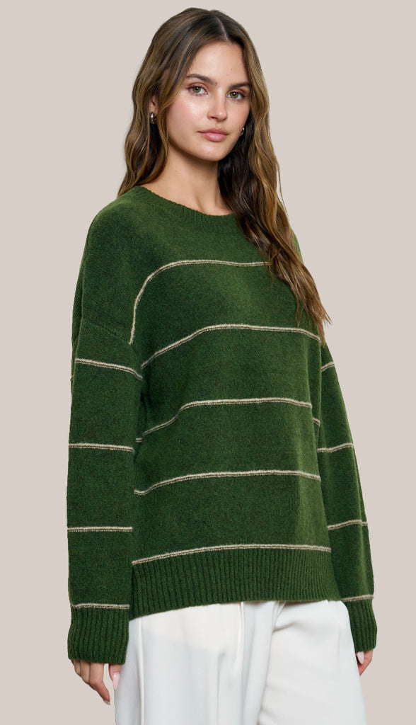 Danica Stripe Oversized Sweater- Oatmeal
