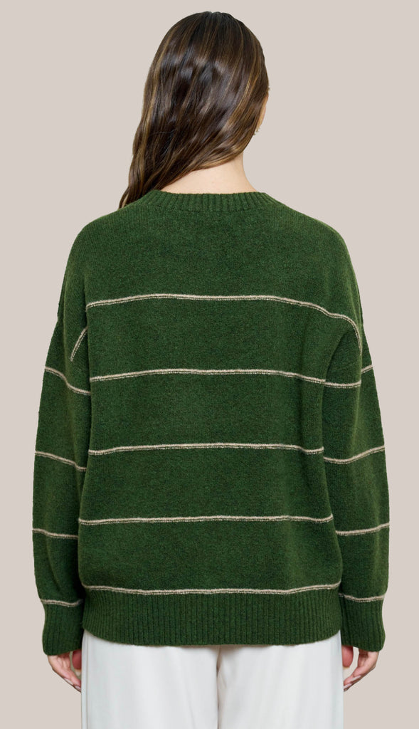 Danica Stripe Oversized Sweater- Oatmeal