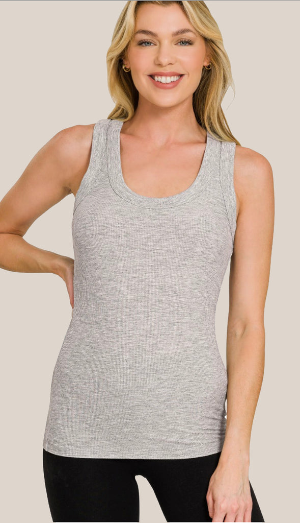 Ribbed Scoop Neck Tank