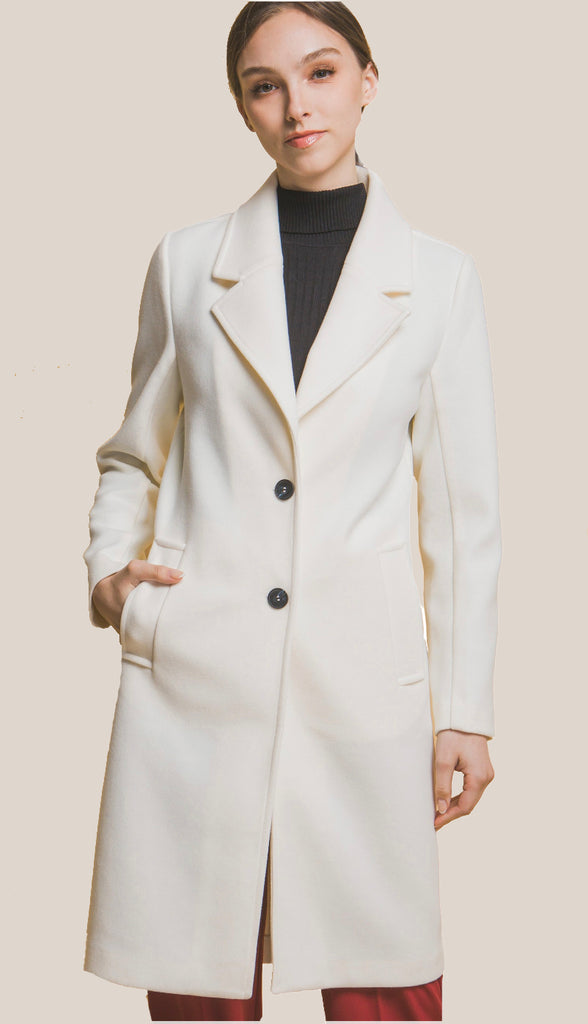 Uptown Chic Longline Notch Lapel Coat- Green
