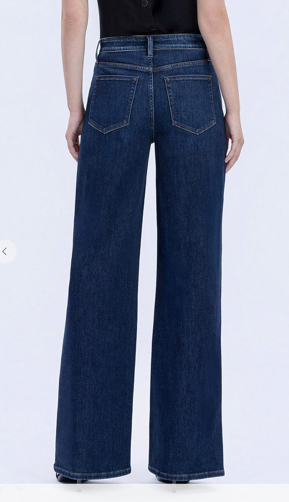 Vervet Olivia Super High Rise Full Length Wide Jeans- Dark Wash