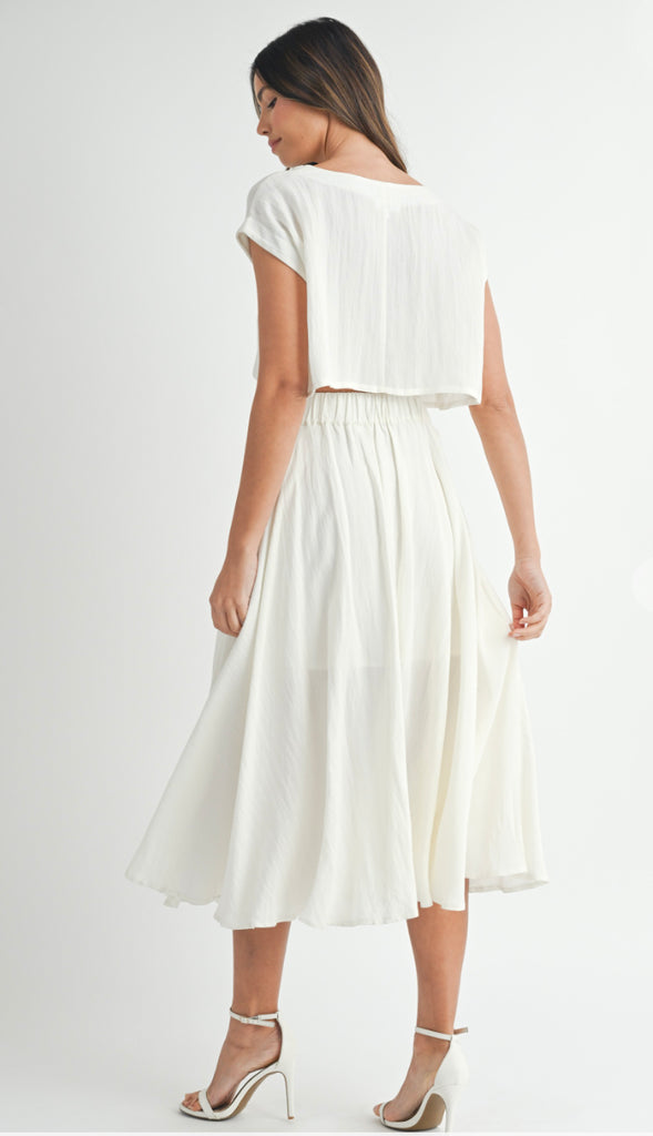 Dorit Crop Top And Midi Skirt Set- French Blue