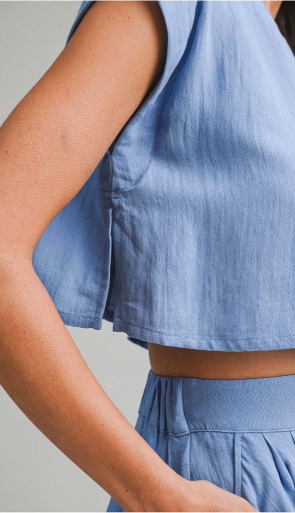 Dorit Crop Top And Midi Skirt Set- French Blue