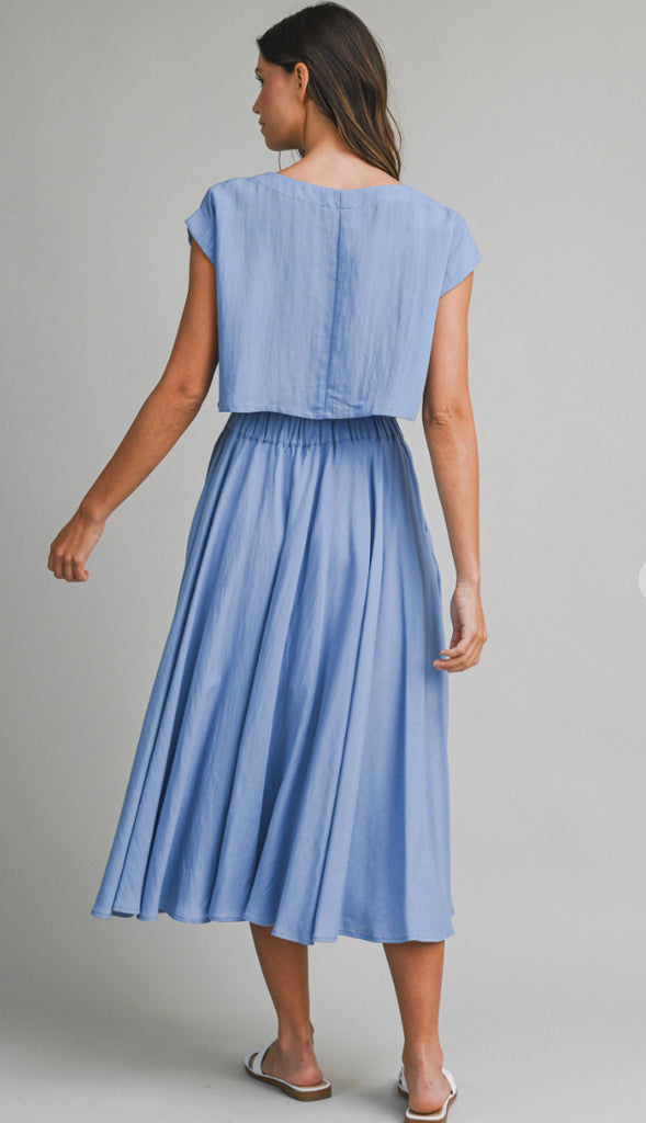Dorit Crop Top And Midi Skirt Set- Cream