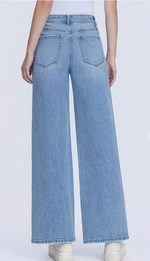 Vervet Olivia High Rise Wide Leg Jeans- Medium/Light Wash