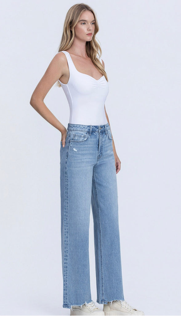 Vervet Olivia High Rise Wide Leg Jeans- Medium/Light Wash