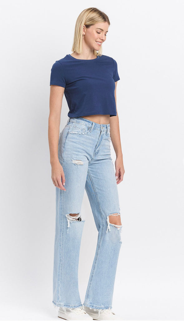 Vervet Leslie 90's Vintage Super High Rise Flare Jeans (Western)- Light Wash