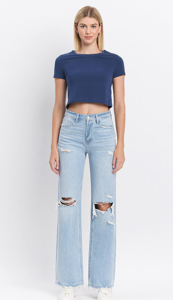 Vervet Leslie 90's Vintage Super High Rise Flare Jeans (Western)- Light Wash