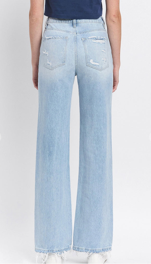 Vervet Leslie 90's Vintage Super High Rise Flare Jeans (Western)- Light Wash
