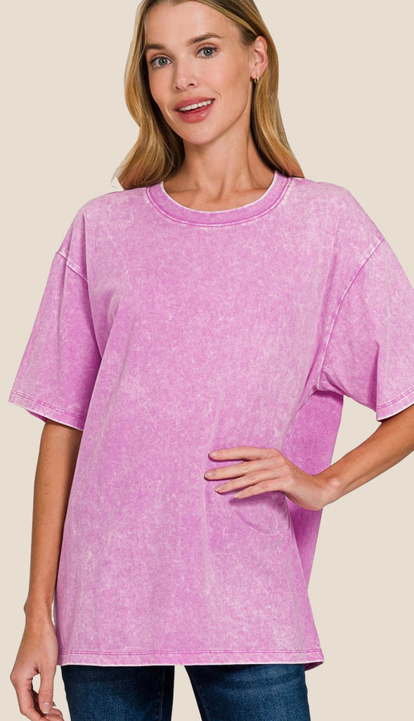 Vivi Washed Oversized Top- Red