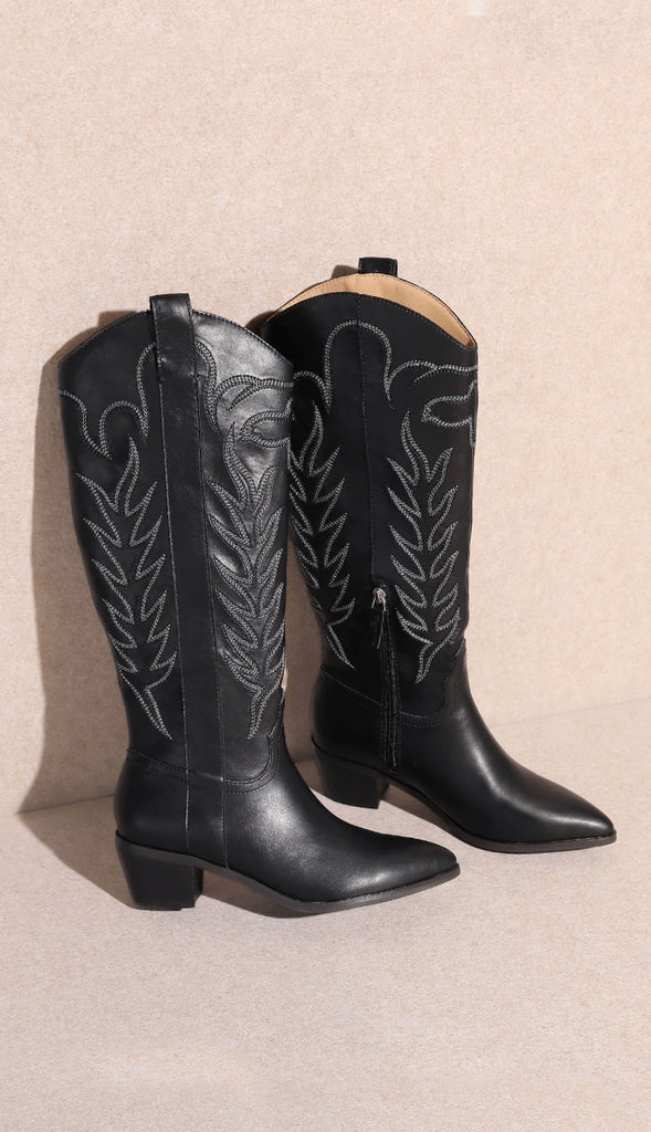 Samara Stitch Western Boots- Black