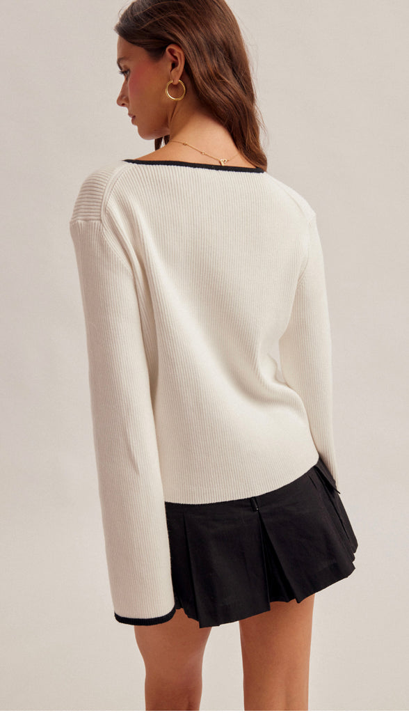 Isabella Tie Front Cardigan- Cream