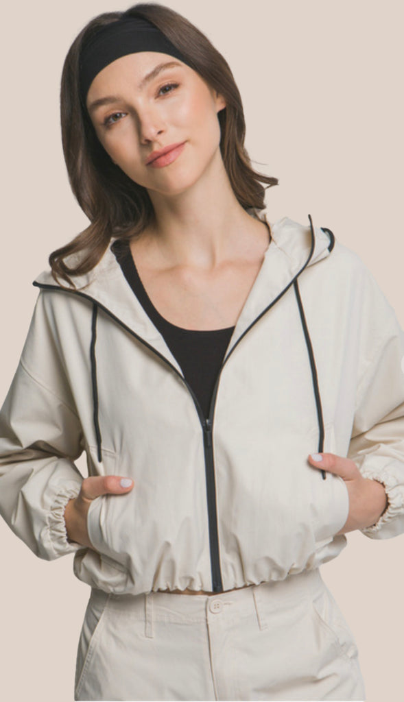 Lulu Hooded Full Zip Jacket- Khaki
