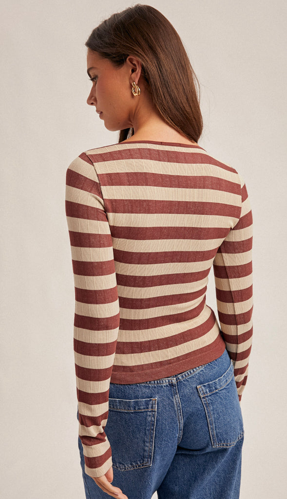 Making Things Easy Seamless Stripe Top- Wine