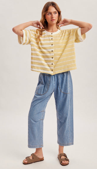 Goldie Button Front Cardi Tee- Matcha Latte