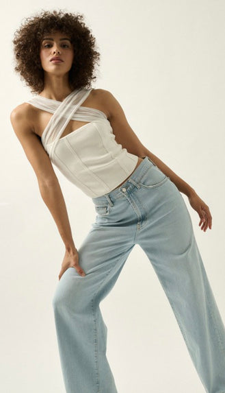 Piper Chiffon Cross Front Top- Off White