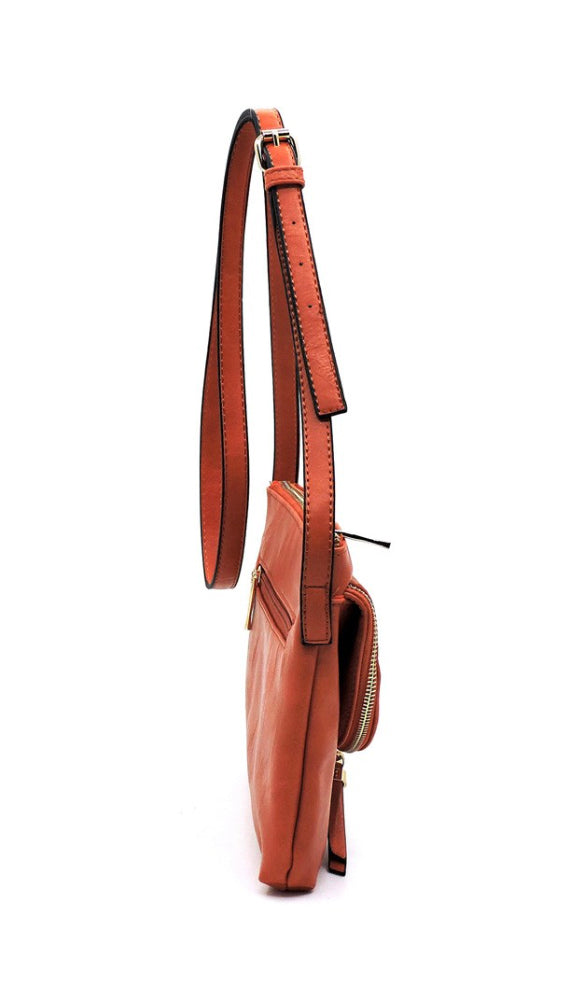 Laser Cut Flap Crossbody Bag- Rust