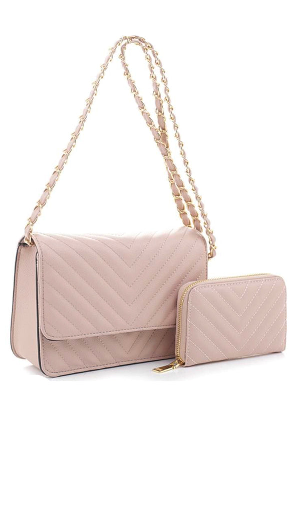 Quilted Magnetic Open Bag- Blue
